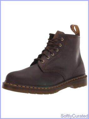 Dr. Martens 101 Leather 6 Eye Ankle Bootie Block Heel Work Boot